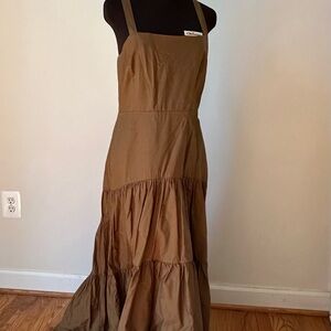 Brown / olive Tiered Maxi Dress